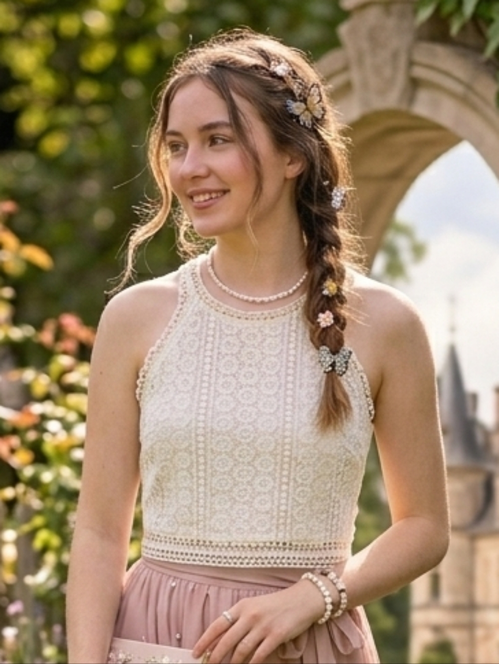 Abercrombie & Fitch S Y2K Romantic Cottagecore Dainty Crochet Lace Crop Top